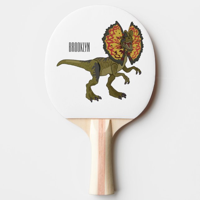 Dilophosaurus cartoon illustration ping pong paddle (Front)