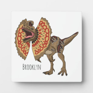 Dilophosaurus cartoon illustration plaque