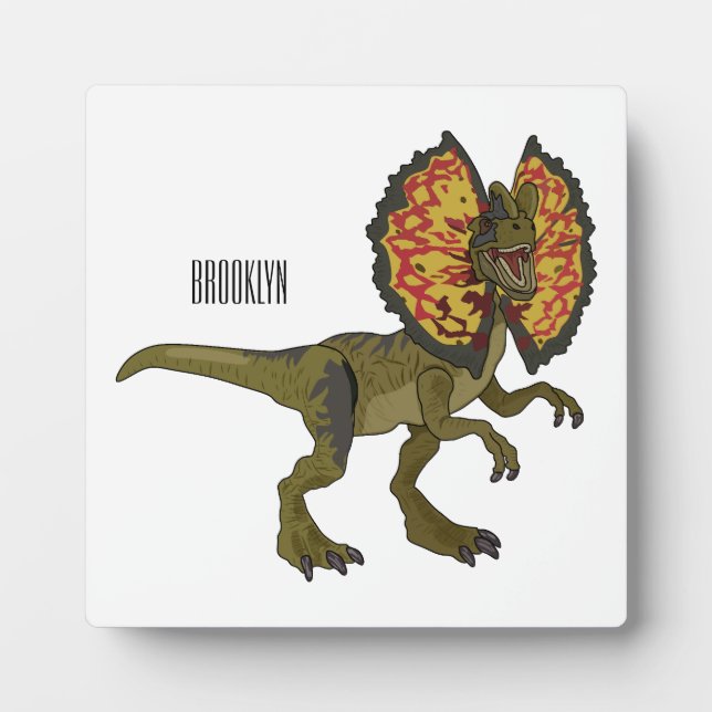 Dilophosaurus cartoon illustration plaque (Front)
