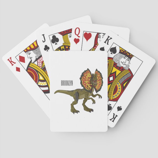 Dilophosaurus cartoon illustration playing cards (Back)