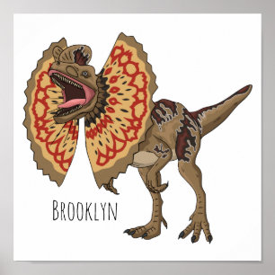 Dilophosaurus cartoon illustration  poster