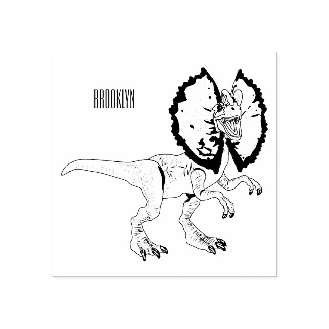 Dilophosaurus cartoon illustration rubber stamp (Imprint)