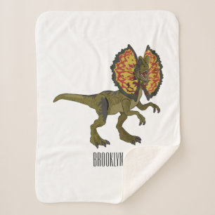 Dilophosaurus cartoon illustration sherpa blanket