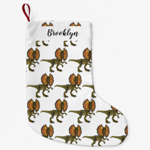 Dilophosaurus cartoon illustration small christmas stocking