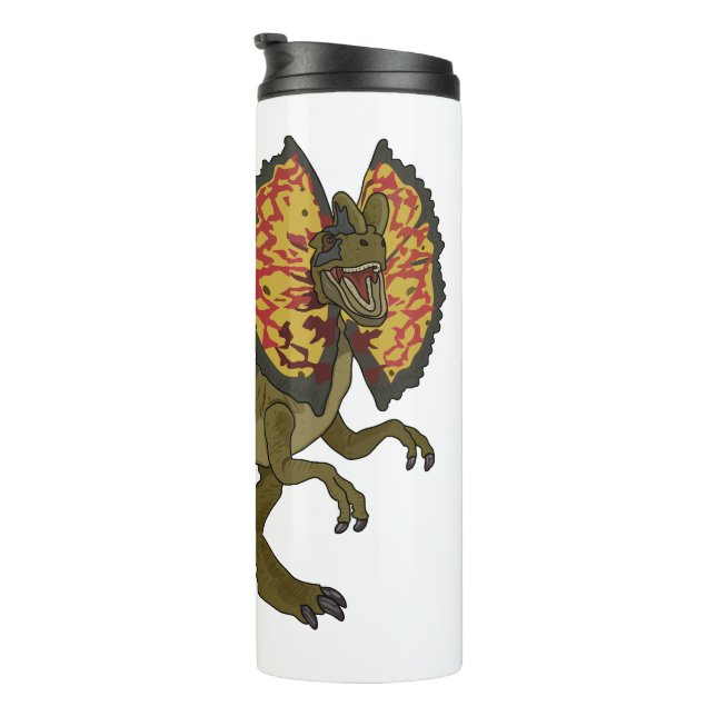 Dilophosaurus cartoon illustration thermal tumbler (Rotated Right)