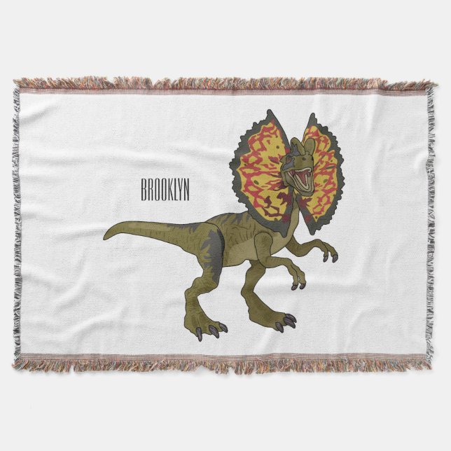 Dilophosaurus cartoon illustration throw blanket (Front)