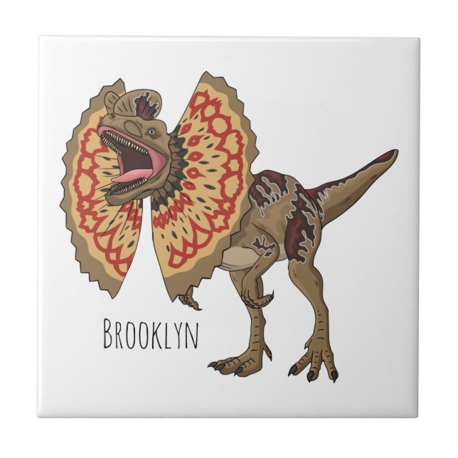 Dilophosaurus cartoon illustration tile (Front)