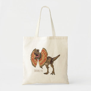 Dilophosaurus cartoon illustration  tote bag