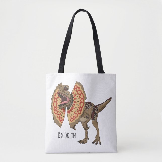 Dilophosaurus cartoon illustration  tote bag (Front)
