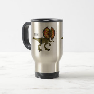 Dilophosaurus cartoon illustration travel mug