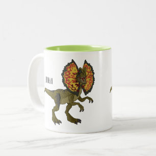 Dilophosaurus cartoon illustration Two-Tone coffee mug