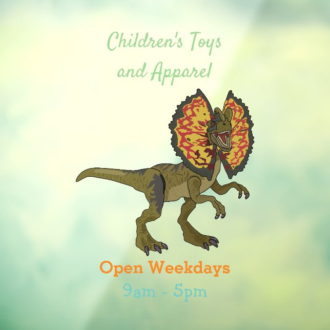 Dilophosaurus cartoon illustration window cling (Sheet 3)