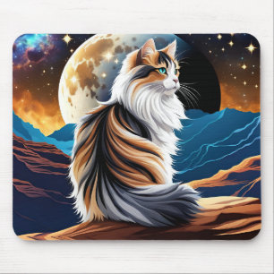 Dilute Calico Cat and Desert Moon Mouse Mat
