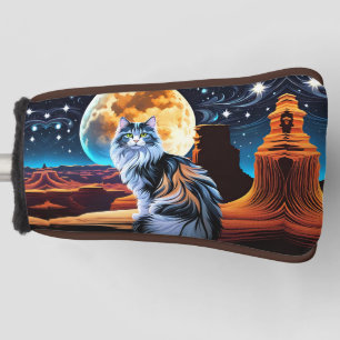 Dilute Calico cat in the Desert Golf Head Cover