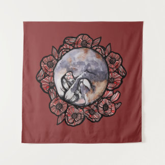 Dilute Calico Kitty Cat Red Poppy Flower Cats Tapestry