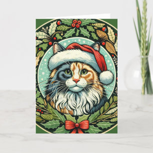 Dilute Calico Maine Coon Cat Christmas Card