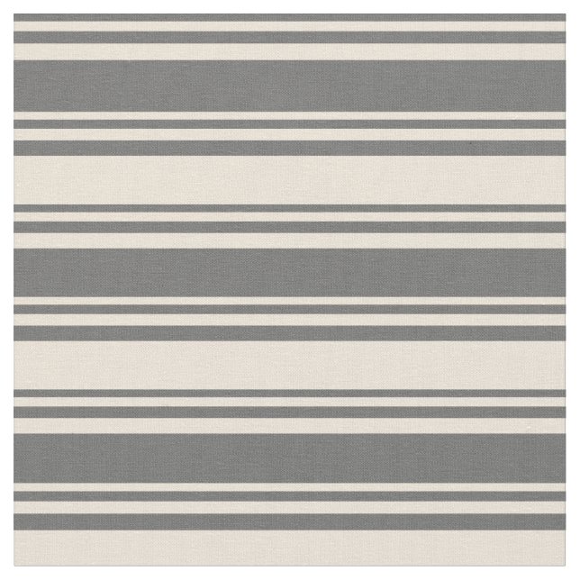Dim Grey and Bisque Coloured Lines Pattern Fabric (Close Up)