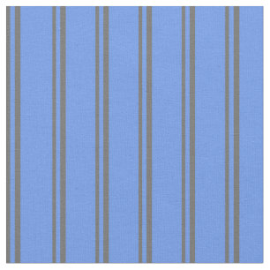 Dim Grey and Cornflower Blue Coloured Lines Fabric