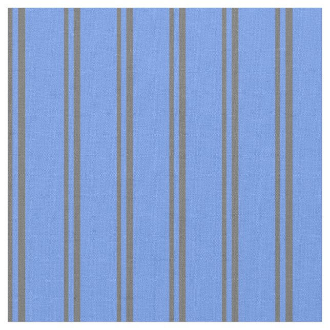 Dim Grey and Cornflower Blue Coloured Lines Fabric (Close Up)