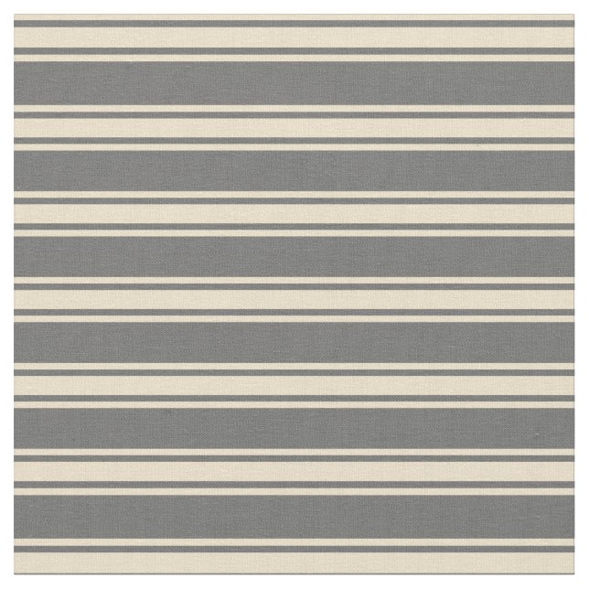 Dim Grey and Tan Coloured Lined/Striped Pattern Fabric (Close Up)