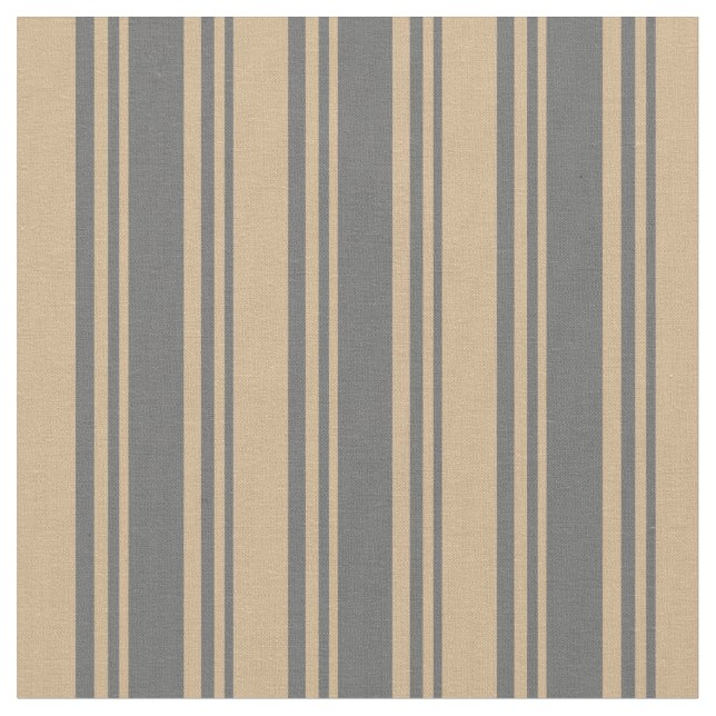 Dim Grey and Tan Coloured Lines/Stripes Pattern Fabric (Close Up)