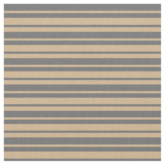 Dim Grey and Tan Coloured Stripes/Lines Pattern Fabric (Close Up)