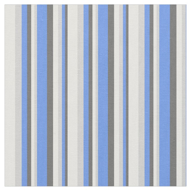 Dim Grey, Cornflower Blue, Light Grey & Mint Cream Fabric (Close Up)