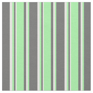 Dim Grey, Green & White Stripes/Lines Pattern Fabric