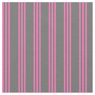 Dim Grey & Hot Pink Lined Pattern Fabric