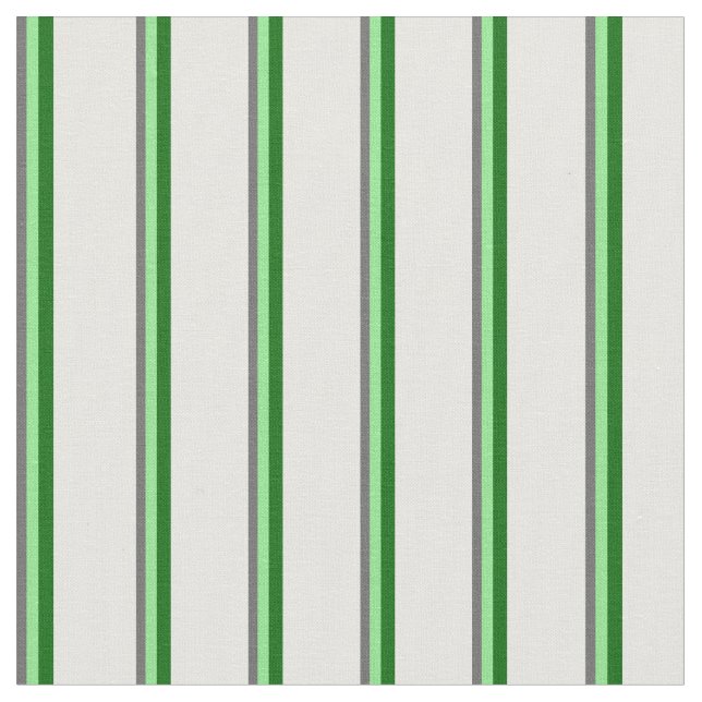 Dim Grey, Light Green, Dark Green & White Stripes Fabric (Close Up)