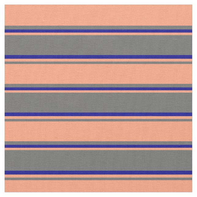 Dim Grey, Light Salmon & Dark Blue Pattern Fabric (Close Up)