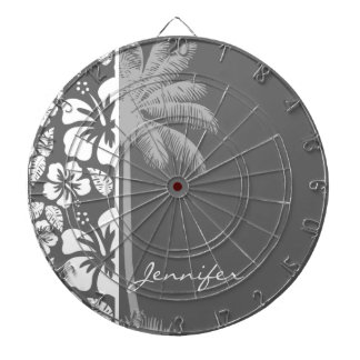 Dim Grey Tropical Hibiscus; Palm Tree Dartboard