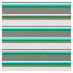 Dim Grey, White, Aqua & Dark Green Coloured Lines Fabric