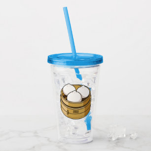 Dim sum cartoon illustration acrylic tumbler