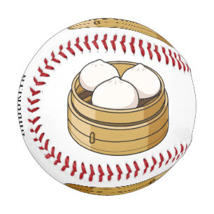 Dim sum cartoon illustration baseball