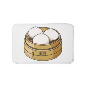 Dim sum cartoon illustration bath mat