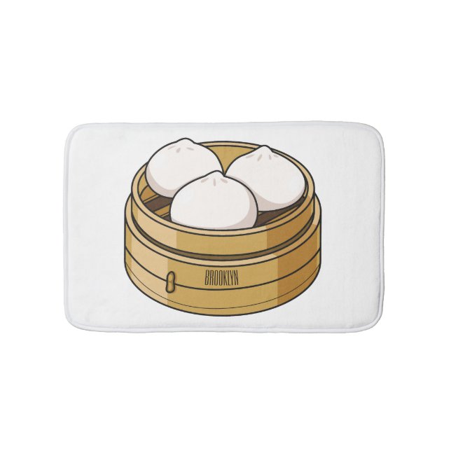 Dim sum cartoon illustration bath mat (Front)