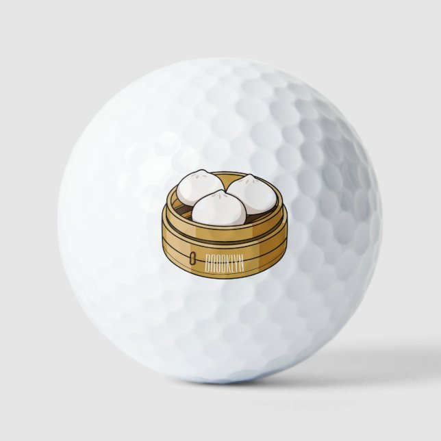 Dim sum cartoon illustration  golf balls (Front)