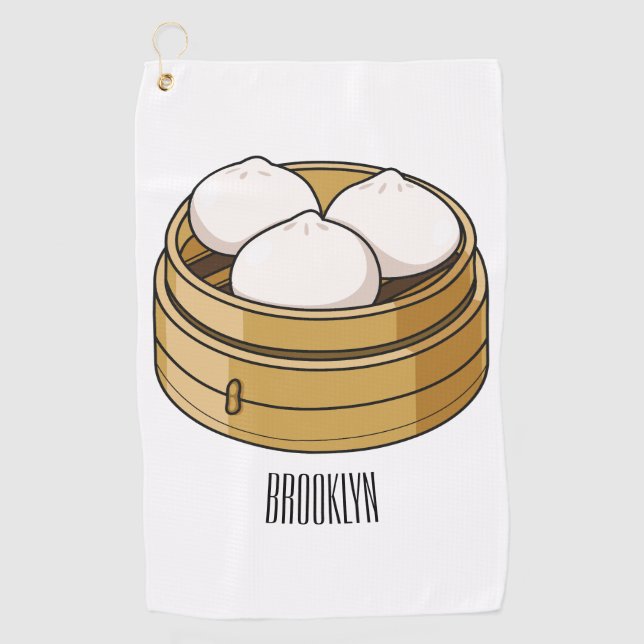Dim sum cartoon illustration  golf towel (Front)