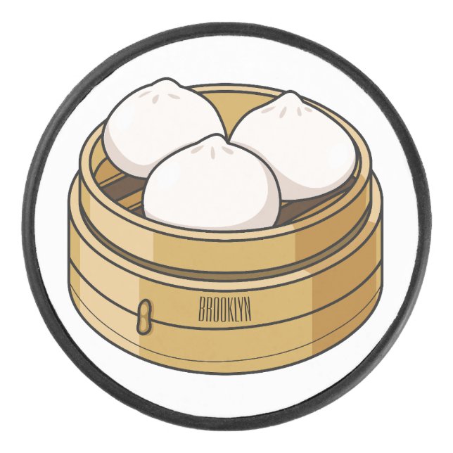 Dim sum cartoon illustration hockey puck (Front)