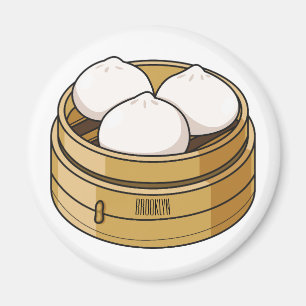 Dim sum cartoon illustration magnet