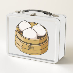 Dim sum cartoon illustration metal lunch box