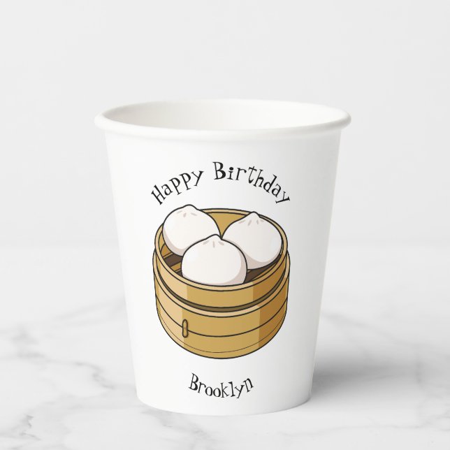 Dim sum cartoon illustration paper cups (Front)