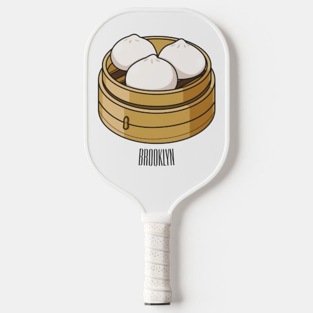 Dim sum cartoon illustration pickleball paddle (Front)