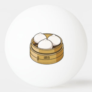 Dim sum cartoon illustration ping pong ball
