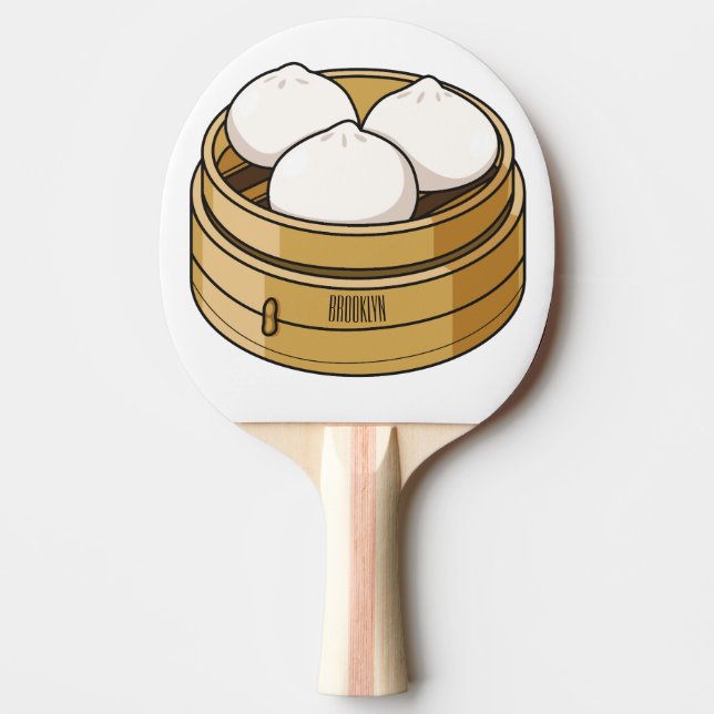Dim sum cartoon illustration  ping pong paddle (Front)