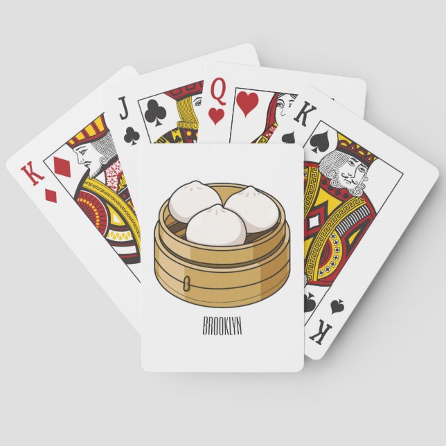 Dim sum cartoon illustration playing cards (Back)