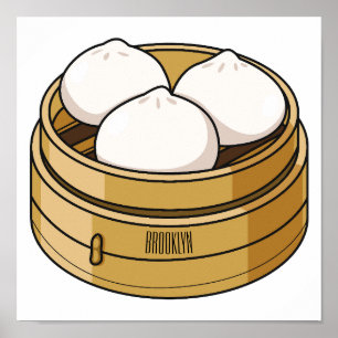 Dim sum cartoon illustration poster