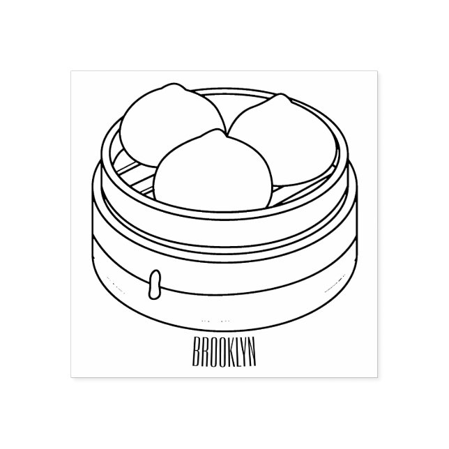 Dim sum cartoon illustration  rubber stamp (Imprint)