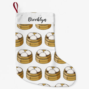 Dim sum cartoon illustration small christmas stocking